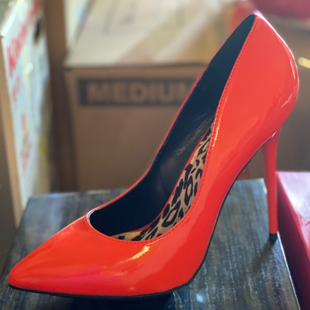 Orange platform heels
